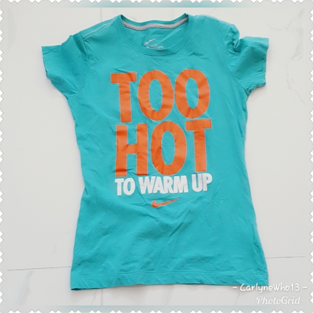 Nike Women's Too Hot Logo Tee Teal Medium